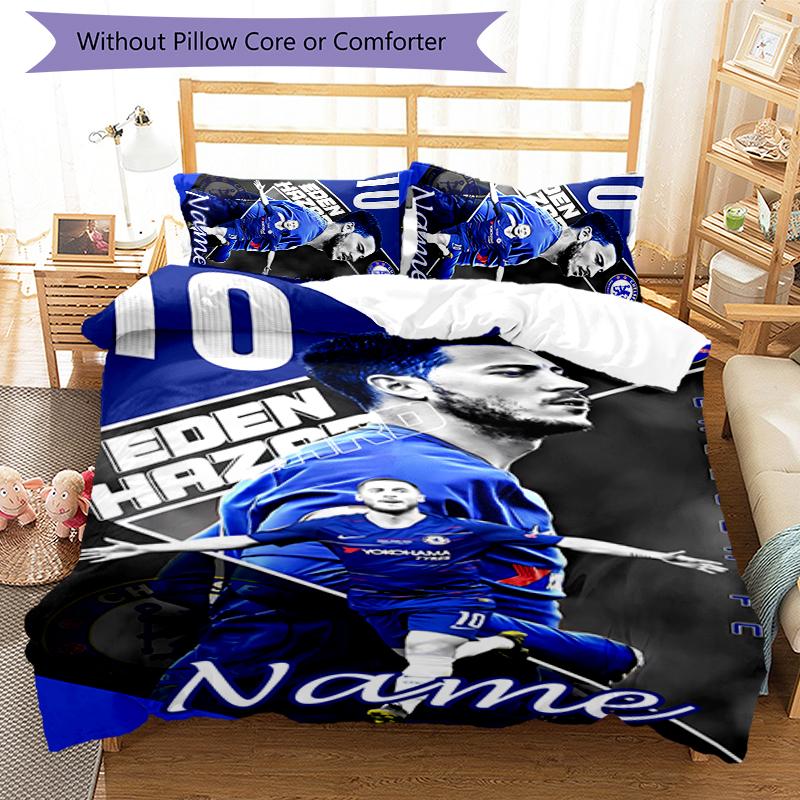 3pcs Custom Name Chelsea F.C Bedding Set Duvet Cover Closure Includes 1 Duvet Cover & 2 Pillowcases for All Seasons Bedroom Decor