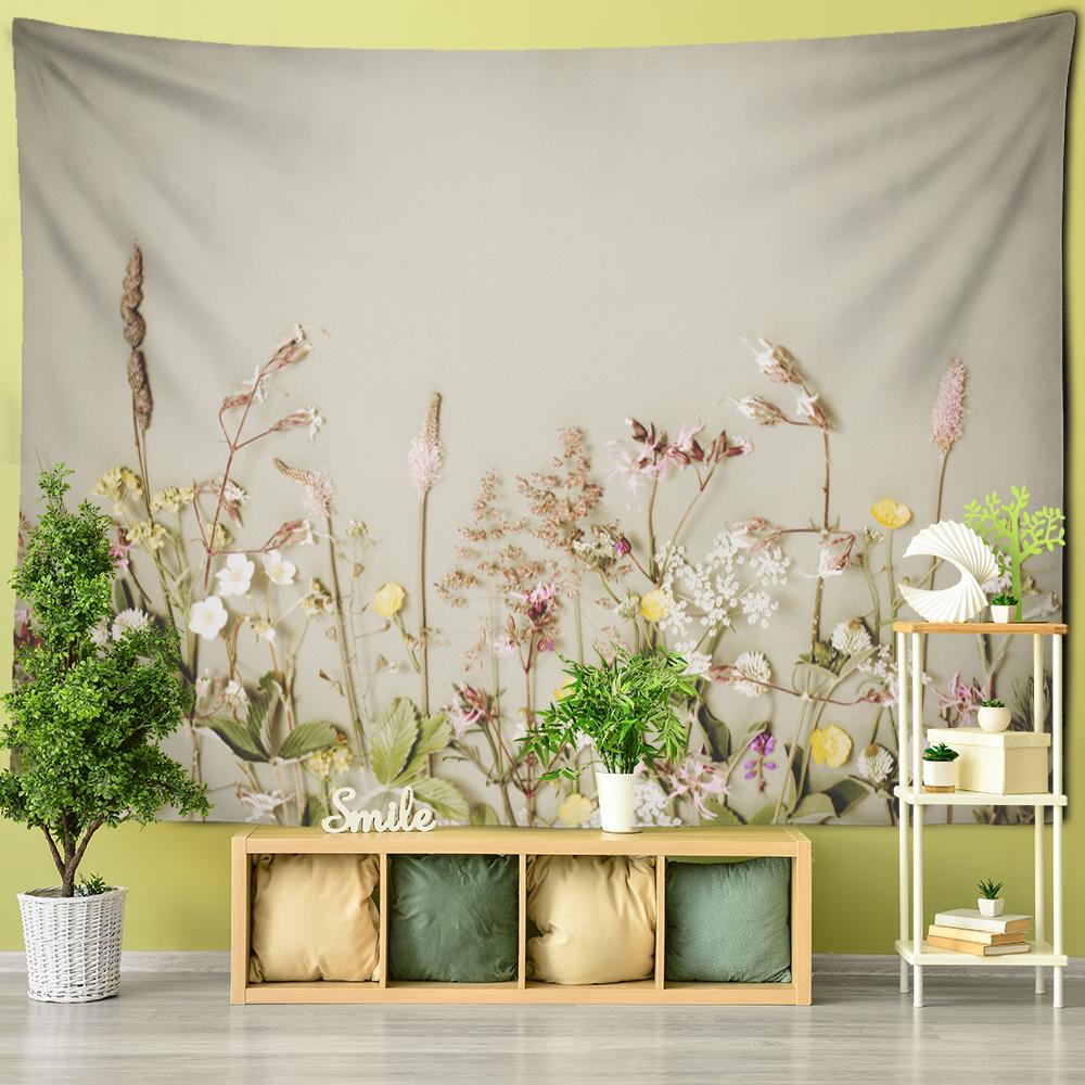 Plant Flower Tapestry Wall Hanging Psychedelic Natural Ins Simple Bohemian Style Art Hippie Bedroom Home Decor
