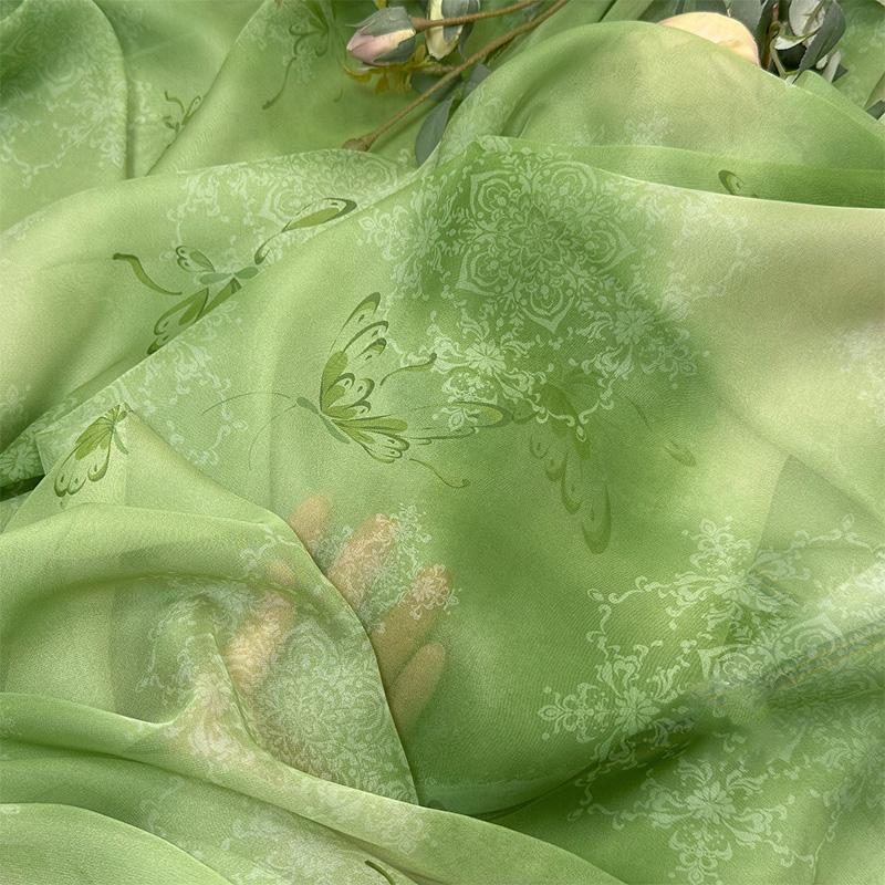 300/500cm Butterfly Dyeing Chiffon Fabric Printed for Handmade DIY Sewing Chinese-style Hanfu Clothing Dresses Cloth