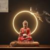 Decor Acasă Statuie Buddha a Marelui Buddha Soare Shakyamuni Lumină LED Cerc Decorațiuni Ornamente Arzător de Tămâie cu Reflux