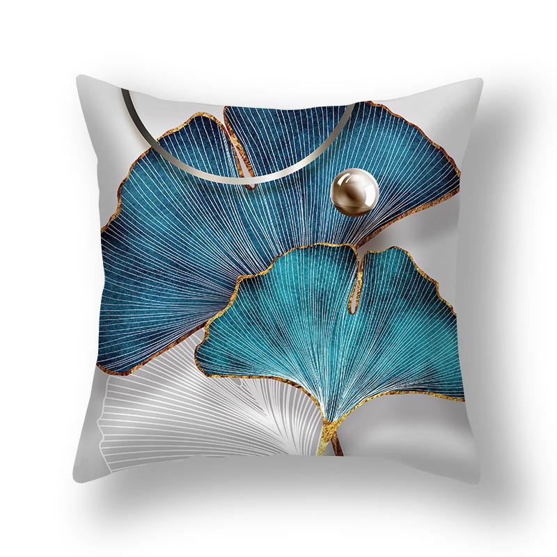 Short Plush Pillowcase, Simple and Versatile Ginkgo Leaf Pillow, Modern Decorative Sofa Pillow, Cushion