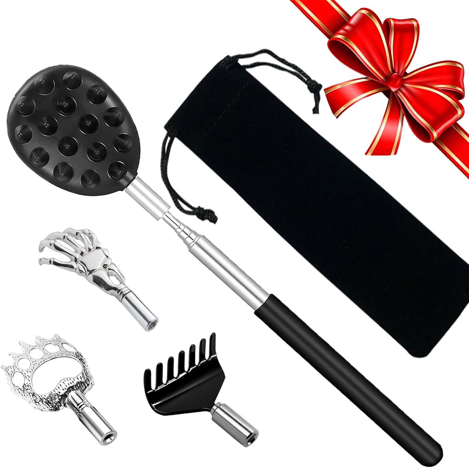

Back Scratcher Telescoping Back Massager with 4Pcs Different Detachable Heads Body Scraper Birthday Gifts for Men & Women
