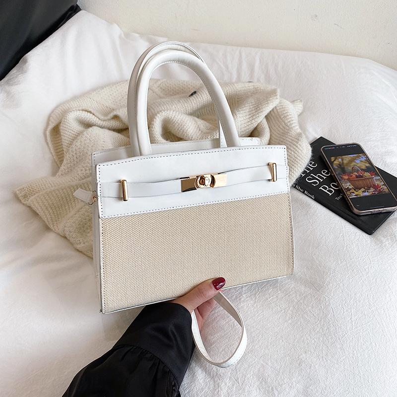 New women's contrasting color handbag bag fashionable high-quality texture shoulder messenger commuter small square bag