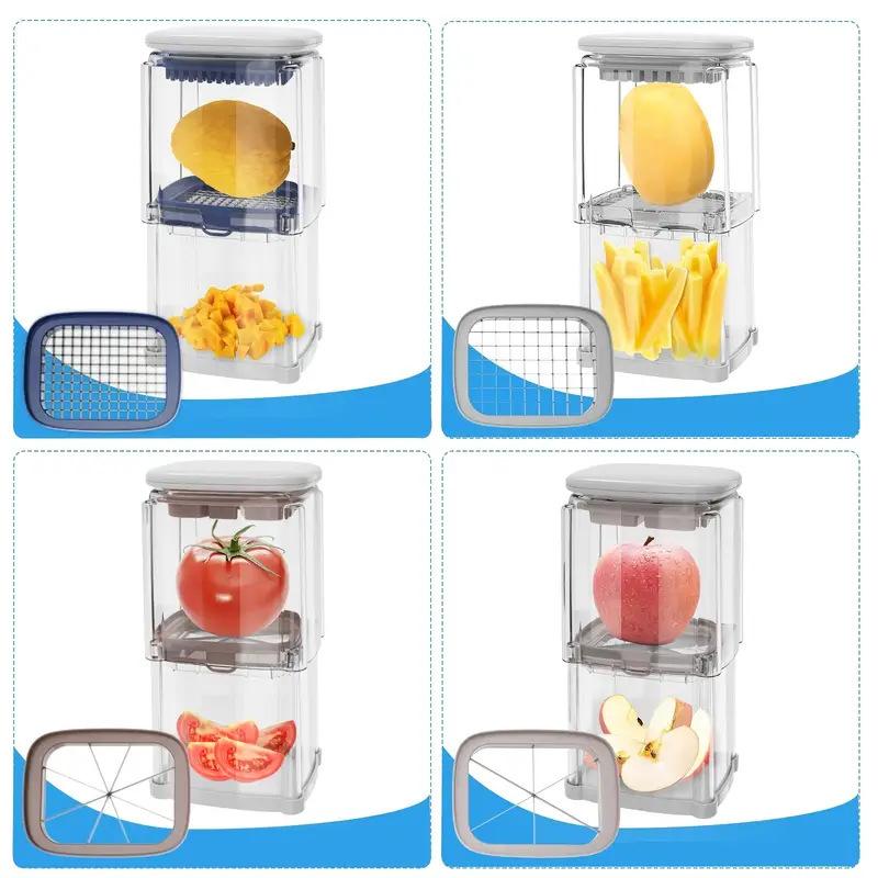Manual French Fry Machine with Replaceable Blades, Multifunctional for Dicing Cutting Potatoes, Cucumbers Onions