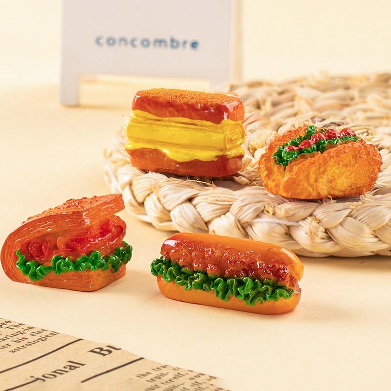 1Pc Miniature Resin Food Play Mini Burger Kitchen Scene Simulation Creative Doll Accessories Ornament Dollhouse Hamburger