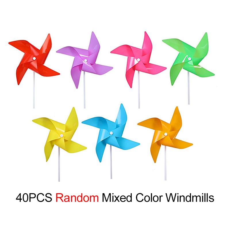 20/40PCS 19CM Size Windmills Random Mixed Colors Plastic Self-assembly Windmill Home Wall Garden Decorations School Rewards ZYF