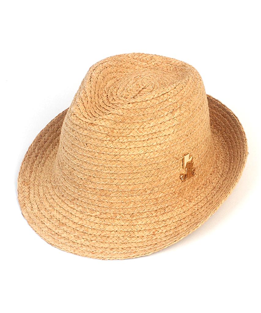 Yunibeosyeolkemiseuteuli Bu Raffia Simple Beige Fedora Summer Hat