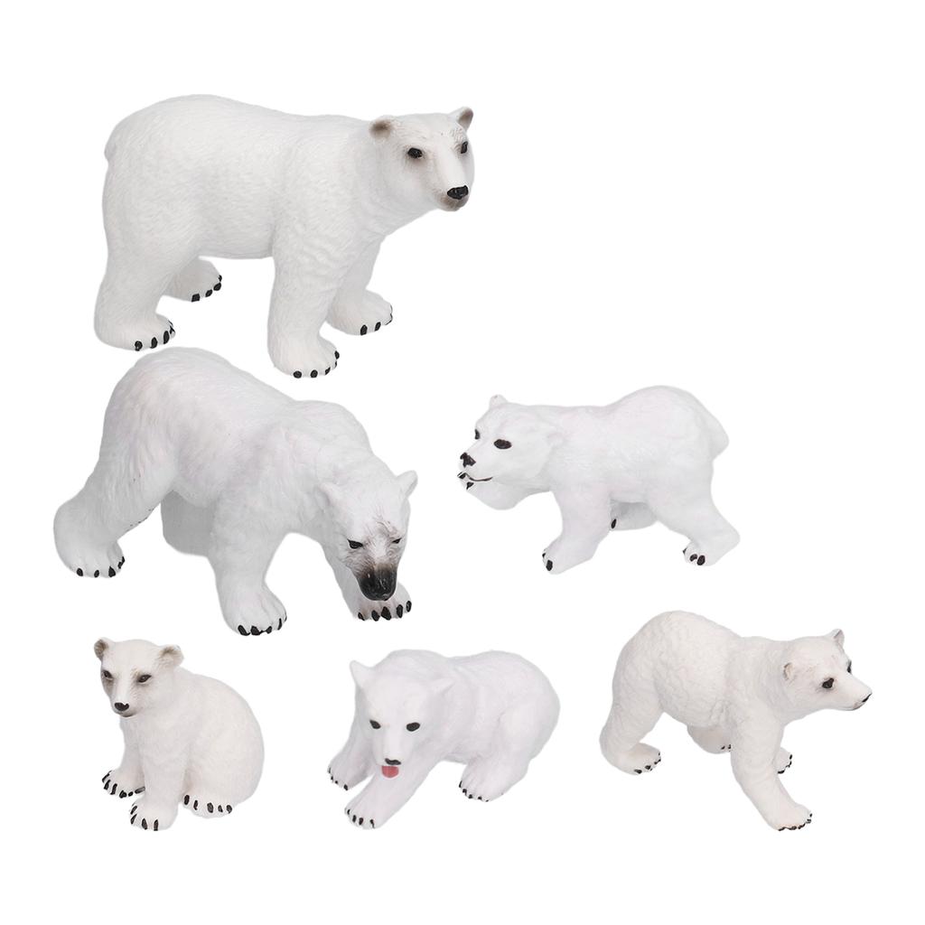 Lifelike White Bear Model Educational Ocean Animal Figures Model White Bear Decoration6pcs
