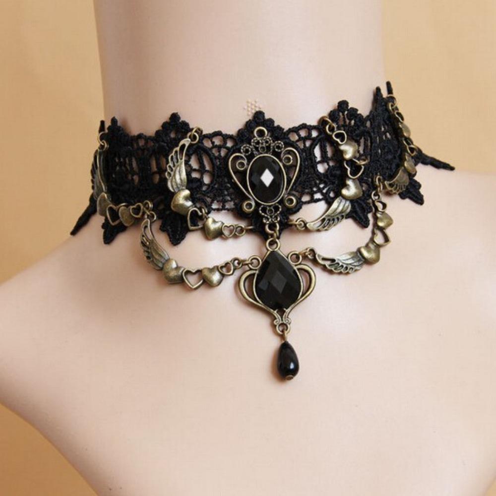 Gothic Black Lace Choker Necklace Halloween Collar Choker Steampunk Party Jewelry