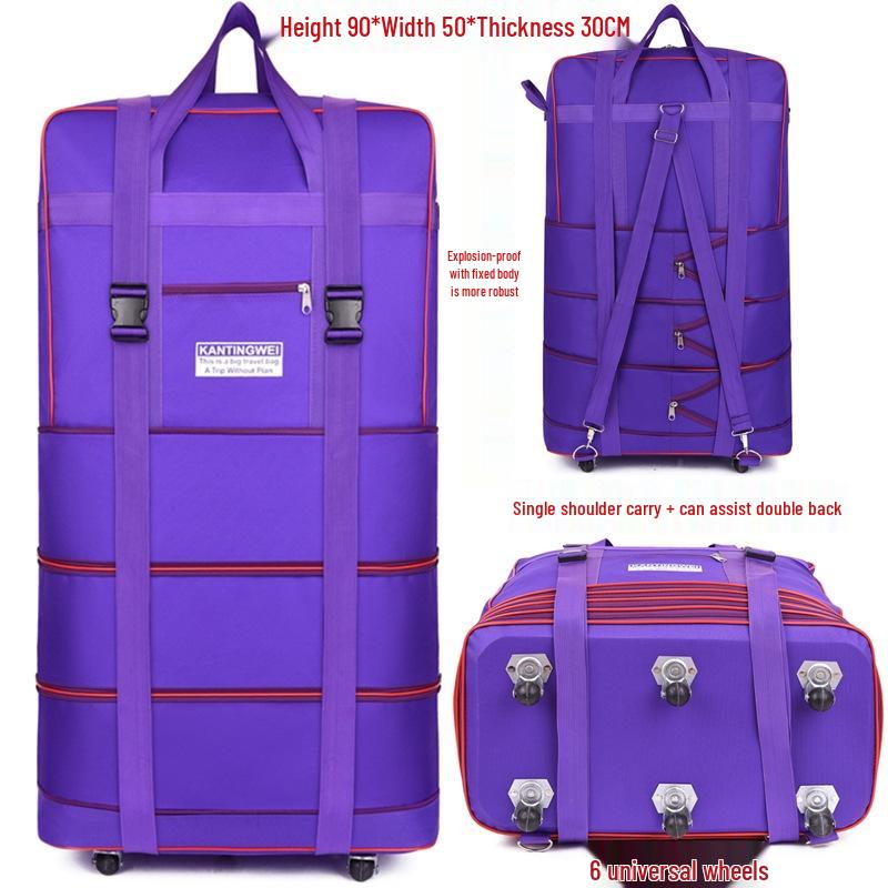 158L Aviation Large Capacity Rolling Travel Bag - Foldable Wheeled Luggage Storage, Oxford Cloth