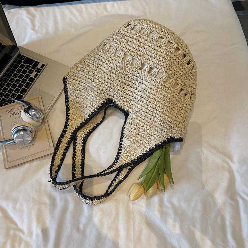 Straw Tote Bag Large Capacity Straw Bag For Women Woven Fashion Handmade Boho Shoulder Bag High-end Seaside Vacation Beach Bag