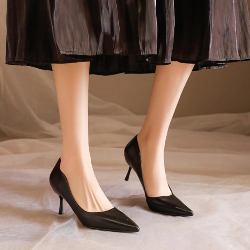 Módní boty Kůže Dámské lodičky Sexy vysoké podpatky Špičaté Dámské párty boty Stiletta Dámské podpatky Módní svatební boty