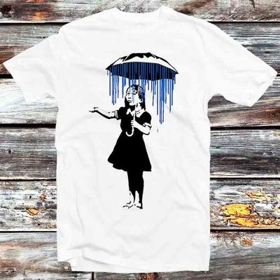 230 Gsm 100% Bavlna Banksy Prší Vo Vnútri Tričko Vintage Retro Darček Pánske Dámske Unisex Kreslené Anime Top Tričko B1222