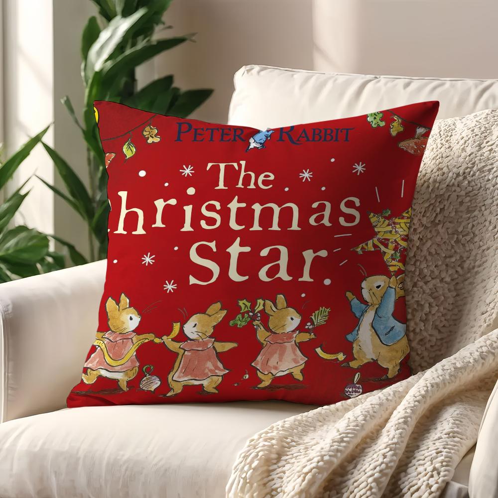 Cartoon P-Peter Rabbits Christmas cushion cover Pillow Case Pillowcase Soft Skin Friendly & Comfortable with a Hidden Zipper