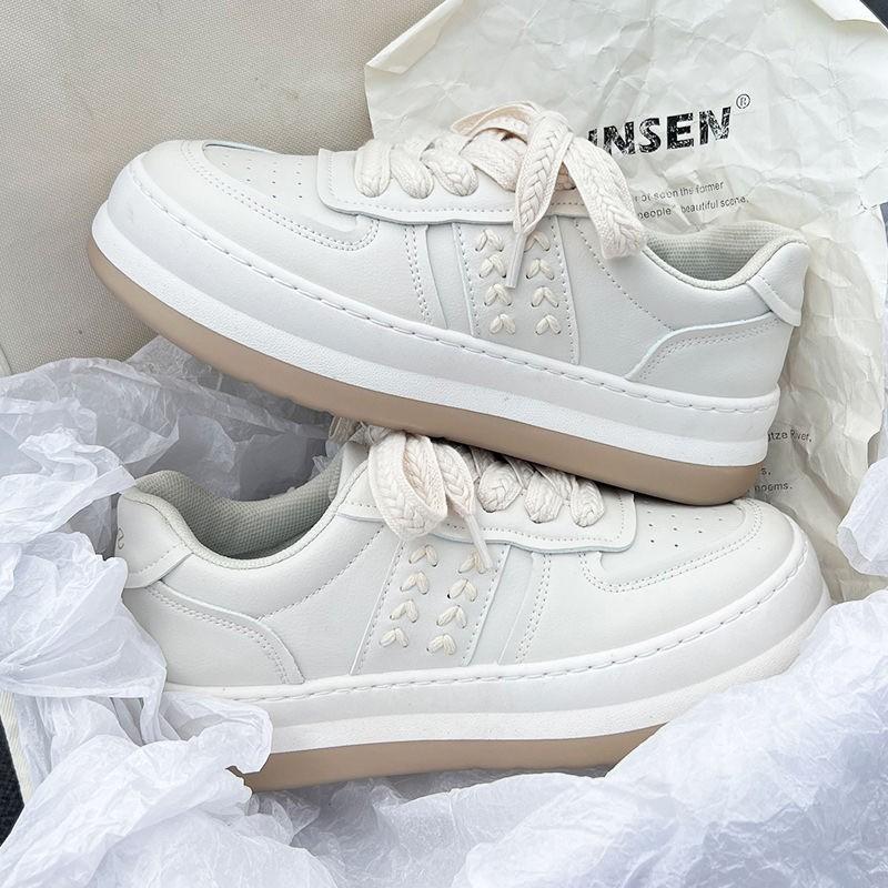 

Sewing Chunky Sneakers Women Shoes Female Flat Platform Shoes Woman Sneakers Lace up Leather Women s Shoes Sneakers Plus Size 5 белый