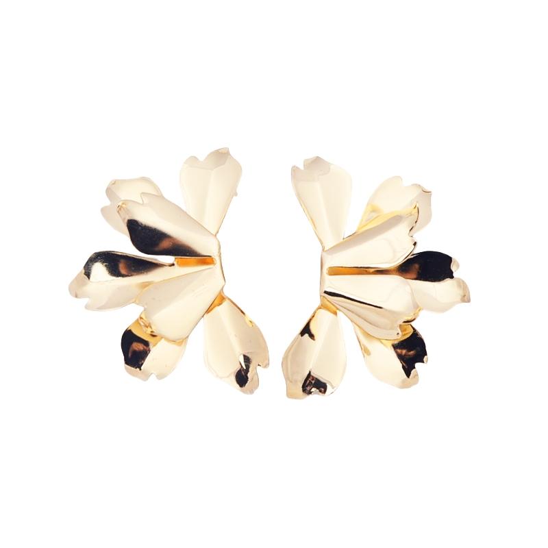 New Exaggerated Folded Metal Dangle Earrings Wave Shape Women's Drop Earrings Gold Color Alloy Material Female Hanging Earrings