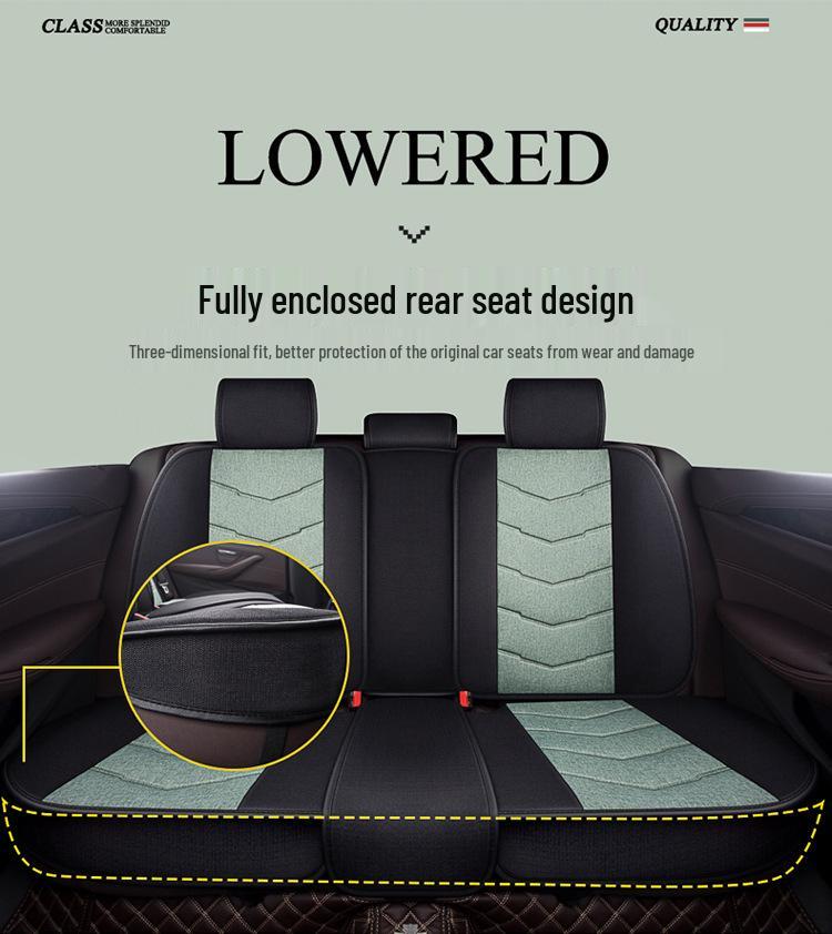 Full Coverage Linen Cartoon Panda Car Seat Cushion - Universal Fit, 2020