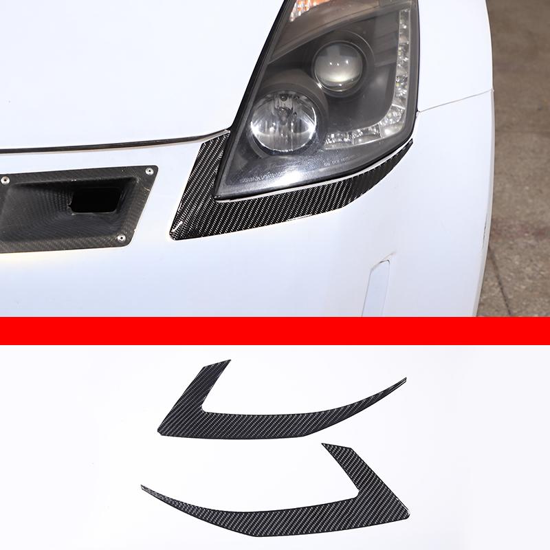 2Pcs Car Headlight Headlamp Front Lamp Eyebrow Sticker Eyelid Decoration Trim For Nissan 350Z 2003-2006 Styling