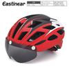 Adult Road Mountain Bike Helmet With Integrated Visor LED Light PC EPS Full Coverage Cycling Men Women