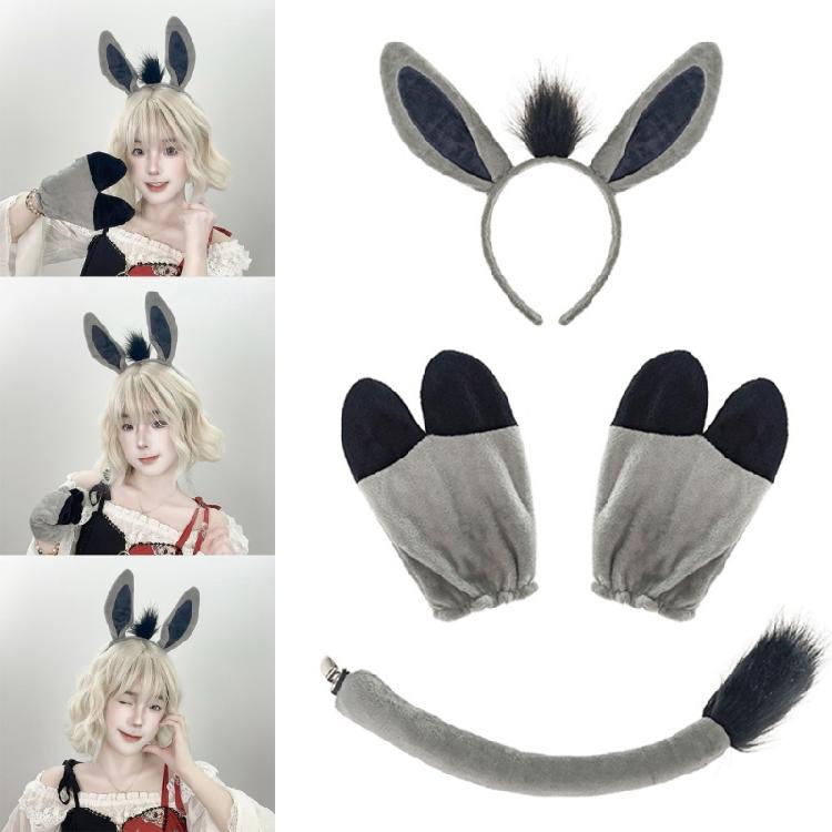 Składany Zestaw Kostiumu Osła Podróżnego Komplet Uszy Ogon Kopyta na Wydarzenie Cosplay Urodziny