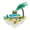 Conjunto de Brinquedos de Blocos de Construção de Piscina de Pato Fofo, Animais Pequenos Criativos, Plantas e Blocos de Construção de Piscina, Decoração de Casa e Presente