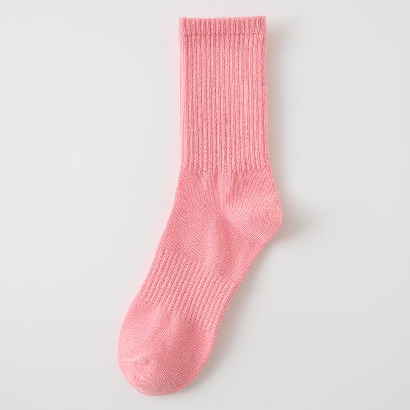 Female Spring and Autumn Thin Style Pure Color Candy Color Movement In The Tube Pile Socks