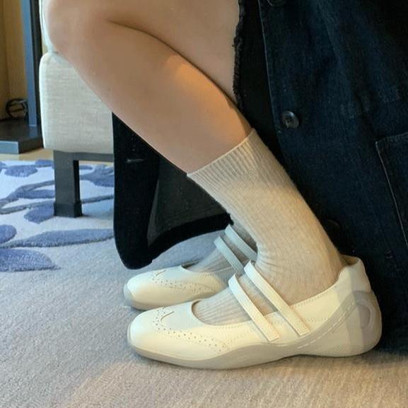 Cowhide version of the new silver ballet sports and leisure shoes, flat single shoes, women's shallow mouth square head thick sole Mary Jane shoes