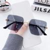 Women Gradient Square Sunglasses Large Frame Mirror Lens UV400 Protection Fashionable Eyewear New Style