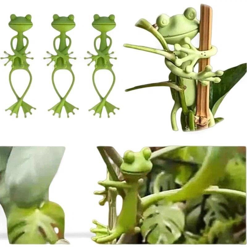5pcs Cute Stable Green Plant Supports Holder Fixing Clip Frog Plant Stand