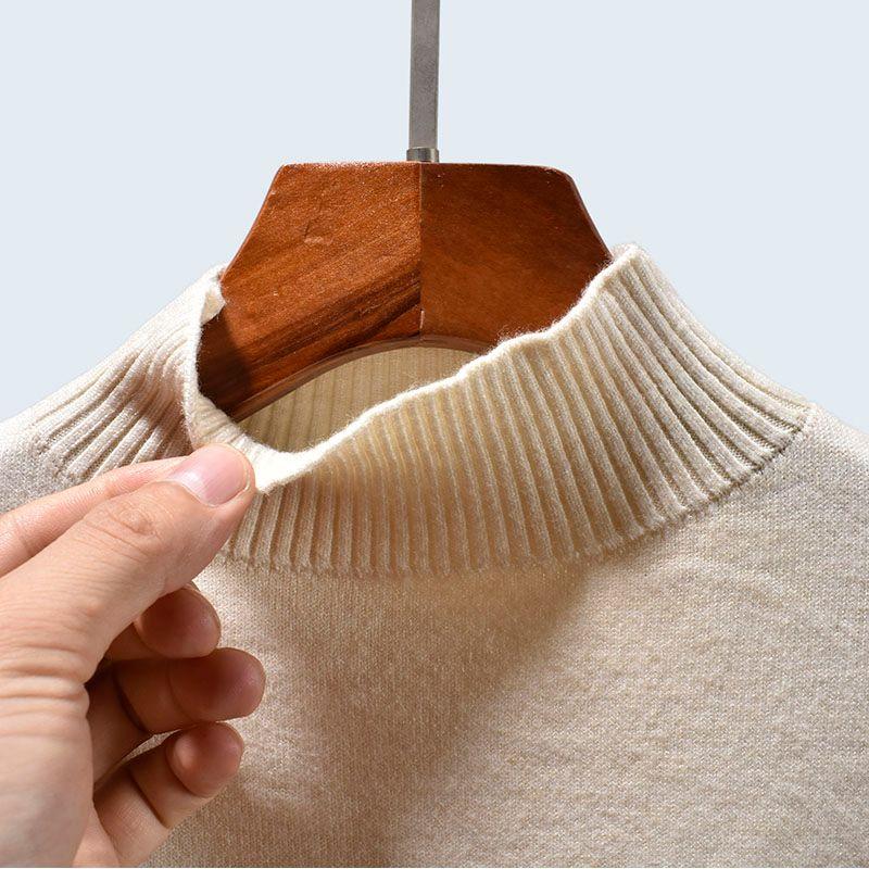 K-style Soft Comfortable Long Sleeve Sweater Loose Short Shipment Half Turtleneck Idle Style Bottoming Shirt Fall and Winter Pocket Women's Clothing