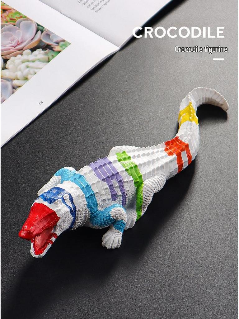 Colorful Resin Crocodile Ornament for Living Room or Office Decor
