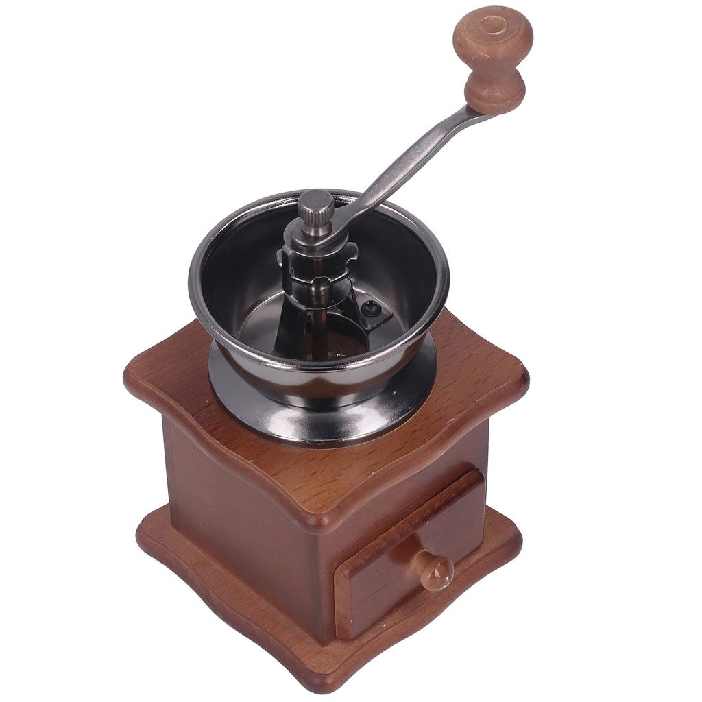 Hand Coffee Mill Grinder Retro Beech Classic Style Wood Base Rust Proof Stainless Steel Core Manual Coffee Mill