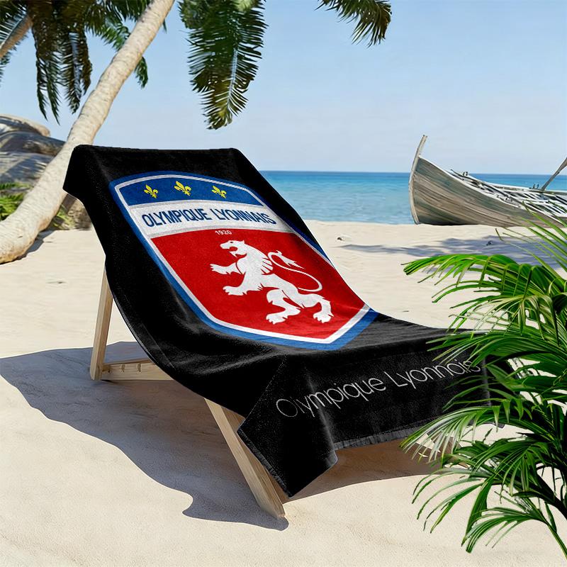 Asciugamano da Spiaggia Stampa Olympique Lyonnais, Asciugamano Grande Morbido Asciugatura Rapida per Spiaggia Campeggio Nuoto