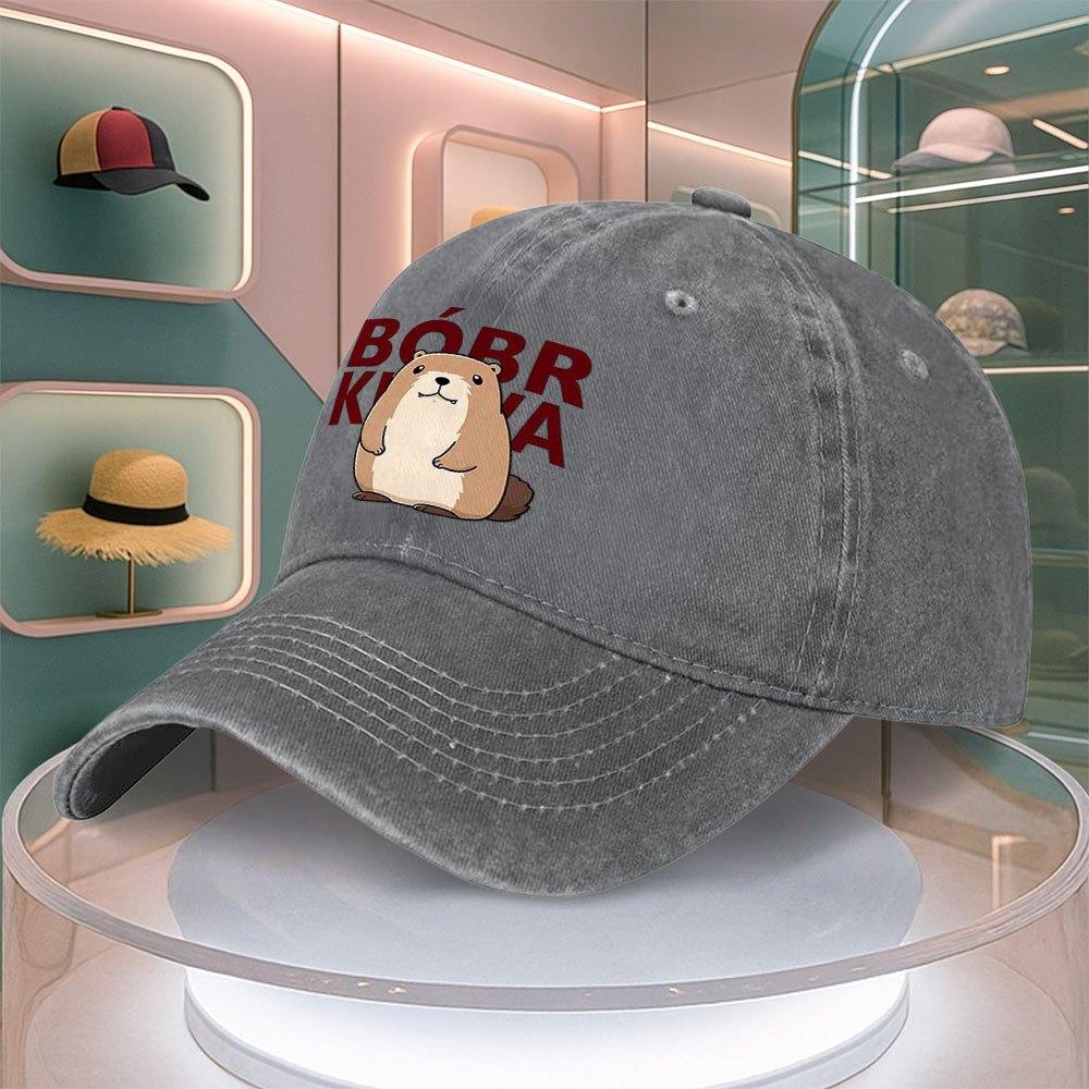 Beaver Cartoon Print Baseball Cap For Men Women Curved Brim Dad Hat Adjustable Duck Tongue Cap Multiple Colors