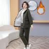 Mother Winter Plus Velvet Thick Cotton-padded Suit, Women's Fashion Temperament, Windproof and Warm Cotton-padded Trousers, Two-piece Suit