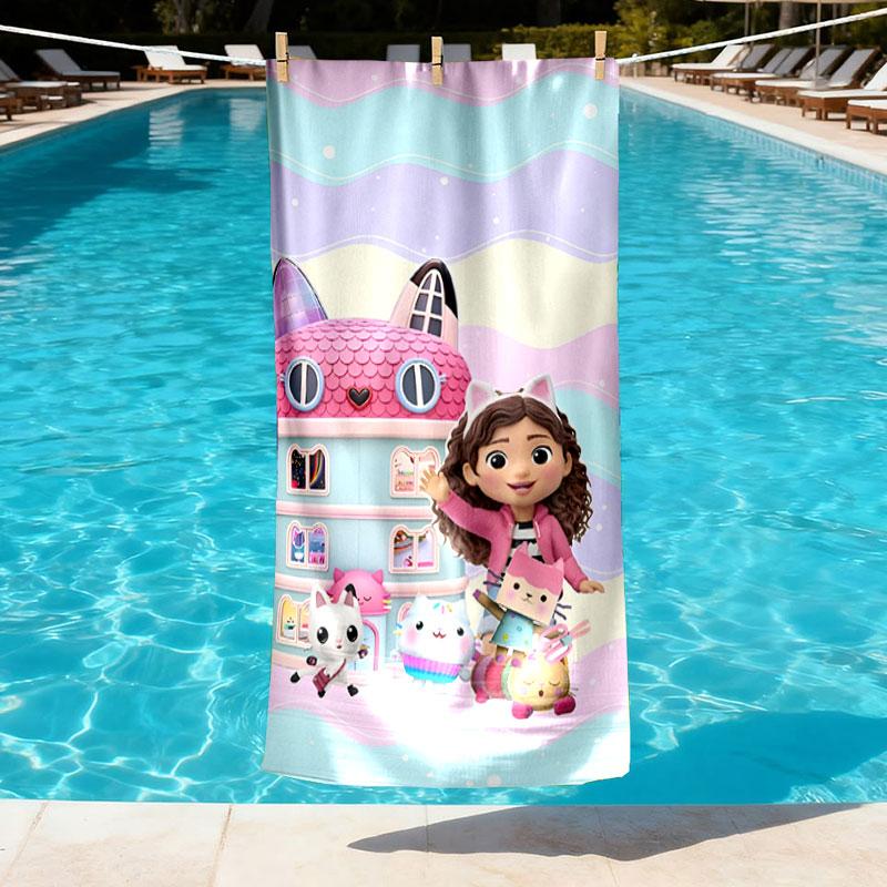 Gabby's Dollhouse Print Beach Towel Design, Soft, Lightweight. for Home Bathroom, Spa, Pool, Yoga, Surfing, Camping, Gift for Family, Friend