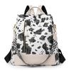 Women's Travel Backpack Fashionable Cow Pattern Anti-theft Single Shoulder Bag Commuting Water-splash PU Lightweight School Bag