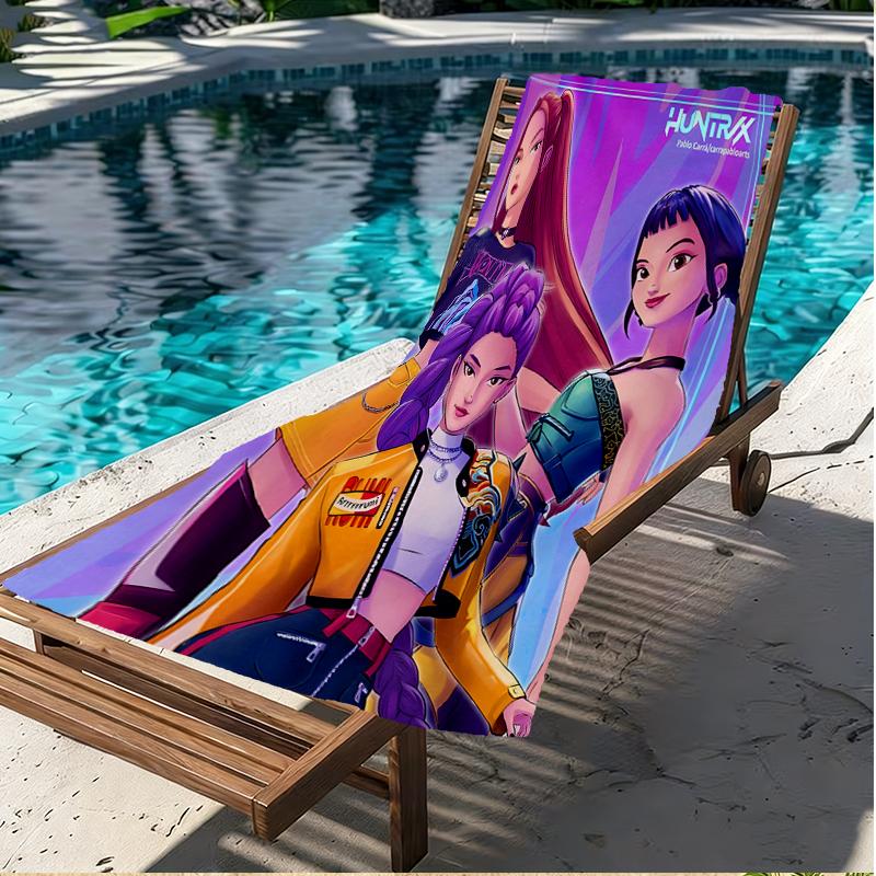 Ręcznik plażowy z nadrukiem KPop Demon Hunters, Wszechstronny lekki chłonny ręcznik plażowy do basenu, surfingu, jogi, łazienki, idealny prezent urodzinowy, świąteczny