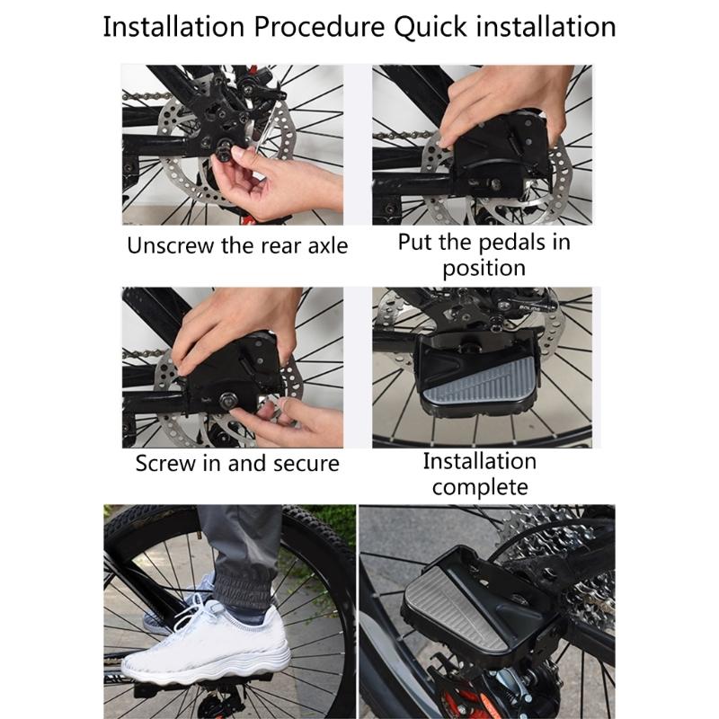 1 Pair of Bike Rear Pedals, Mini Bicycles Footrests Non-Slip Folding Bike Pegs