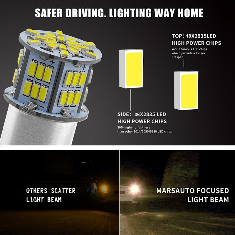 AA92-1157 LED Bulb White 54SMD 1080 Lumens, 7528 2357 2057 LED Light Bulbs For Brake Tail Running Parking Backup Light
