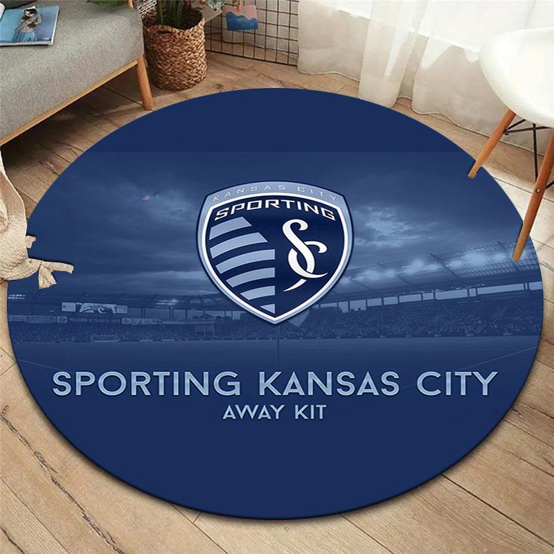 Sporting Kansas City Round Area Rug,Carpet Rug for Living Room Bedroom Sofa Playroom Decor,Non-slip Floor Mat