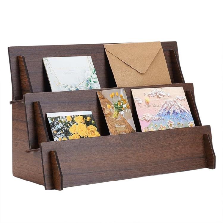 Space Saving Wood Card Holder With Tiers Shelves To Keep Your Desk Organized