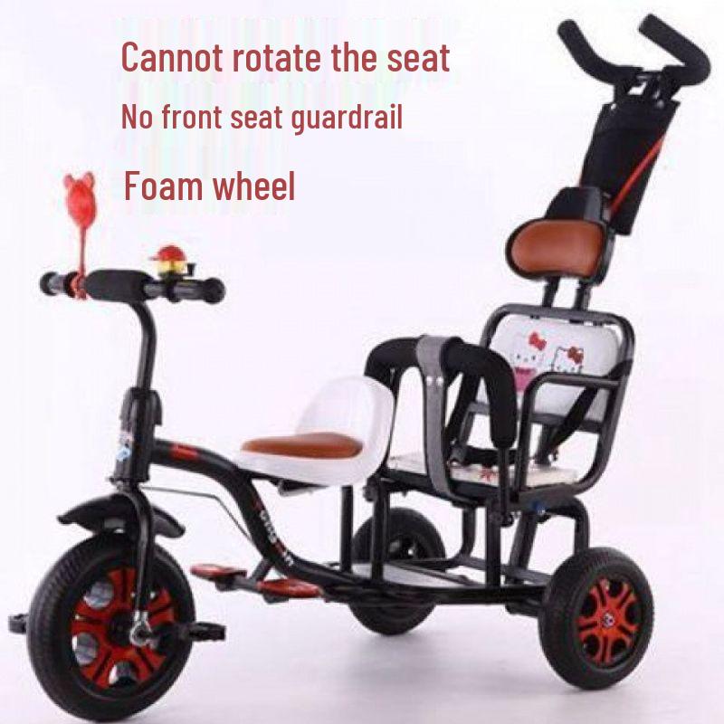 Children`s Twin Stroller Tricycle with Infant