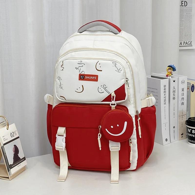 

Middle School Student School Backpack With Purs School Bags Girls Kids Schoolbag Primary School Backpack Travel Student Book Bag красный