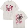 Korn Europe Tour  Vintage Washed T Shirt Fan Gifts Metal Gothic Rock Band Tshirts Mens Clothing Casual Short Sleeve Tshirt