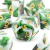 7 Pcs White Green Resin Golden Number Sharp Edge Dice Polyhedral Dice Suitable for Role-Playing RPG  DND Pathfinder Board Game