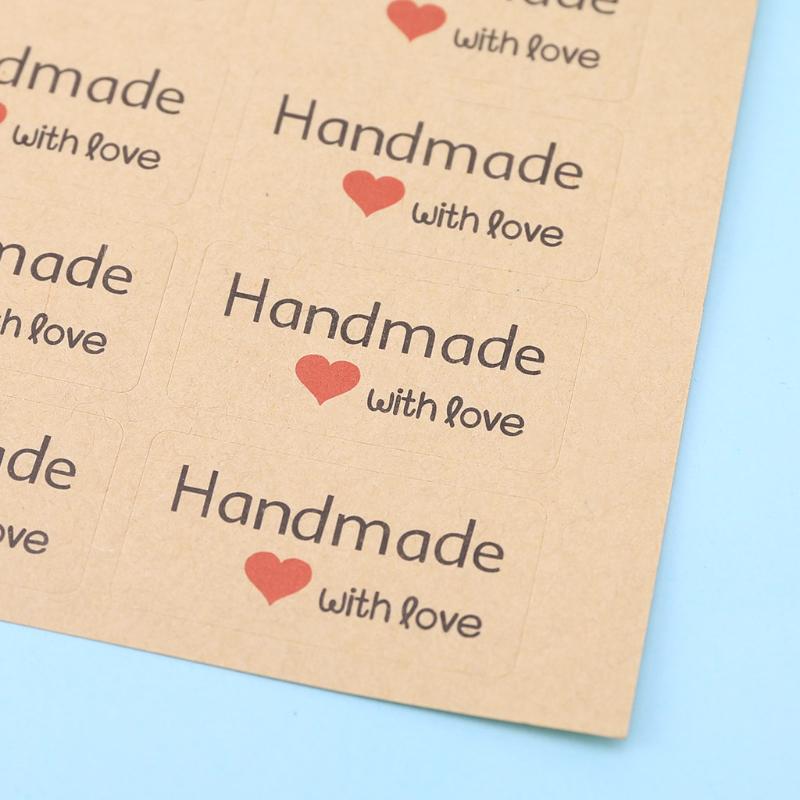 Bag Gift Baking Love 120pcs 10 Sheets Brown Kraft Paper Sticker Heart Shape