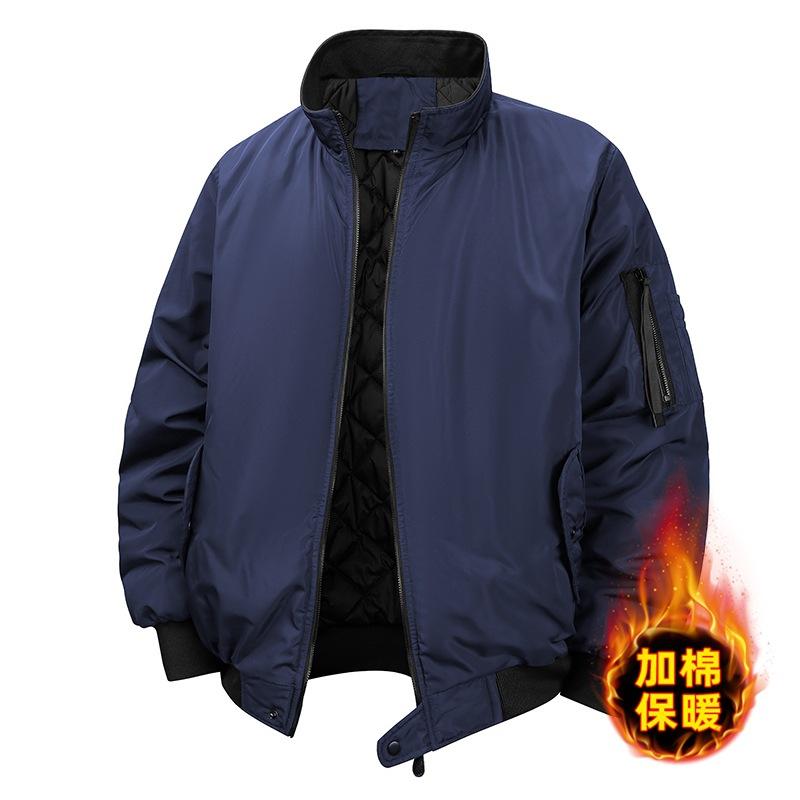 Autumn and winter casual cotton jacket men's stand-up collar casual simple baseball jacket one piece