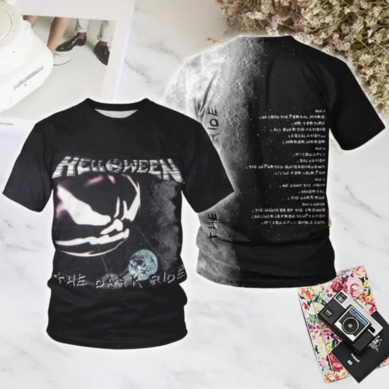 Pop Rock Halloween Band 3D Print Sports Quick-dry Breathable Men T-shirt Hip-hop Heavy Metal Punk Street Casual Short-sleeve Top