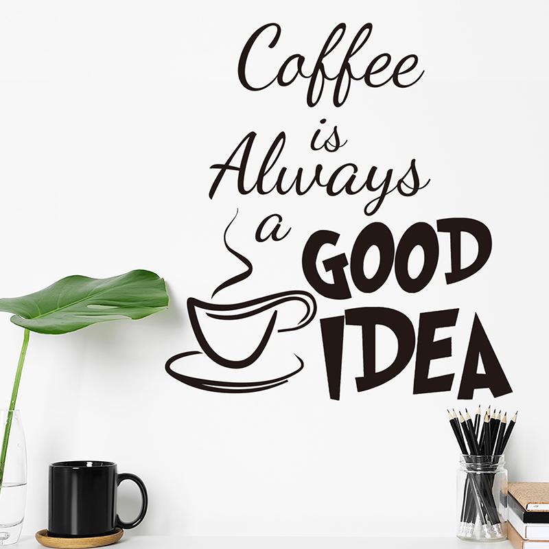 

Девиз кофейни Наклейки на стену Окно Украшение ресторана Съемные Наклейки на стену чёрный